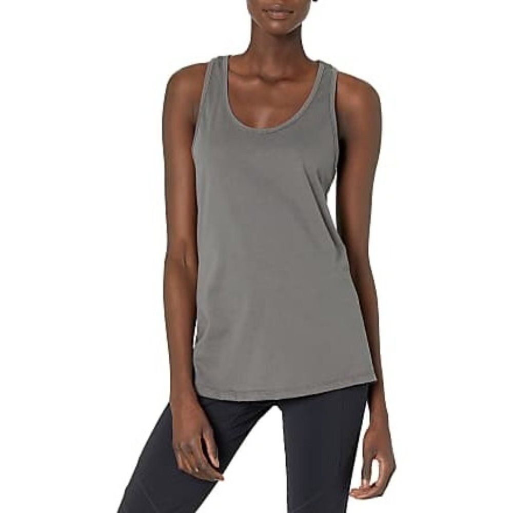 Clementine Womens Grey Racerback Sleeveless Stretch Cotton Tank Top Size Medium
